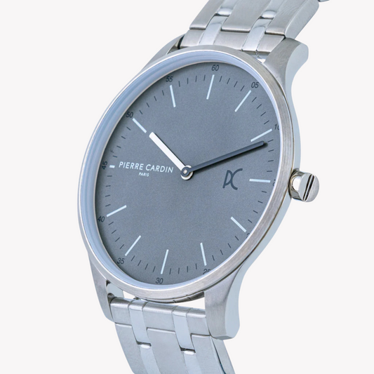 Pierre Cardin Men's Silver Stainless Steel Watch, Gray Dial | CBA.4011-1