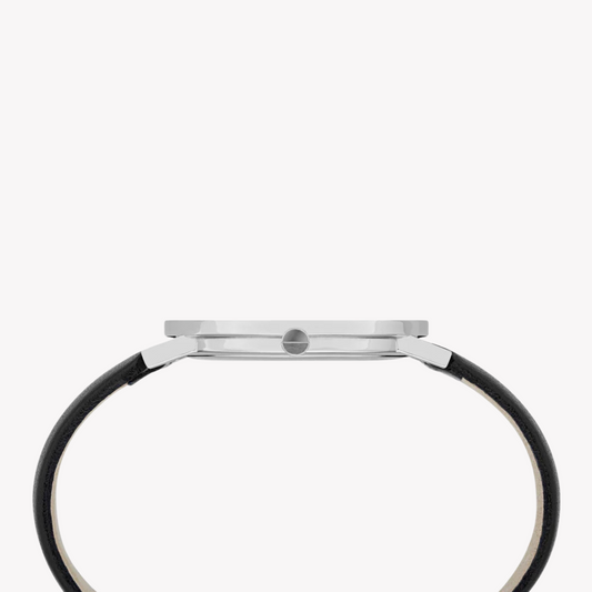 Pierre Cardin Women's Black Leather Watch, Silver Dial | CBV.1001-1