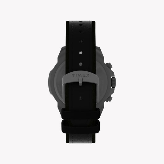 Timex Men's Black Eco-Leather Watch, Dark Green Dial | TW2W16100-1