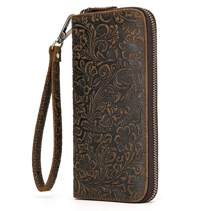 Luxury Double Zipper - Phone Card Coin 100% Genuine Leather Men Wallet - VILA DE LUXE