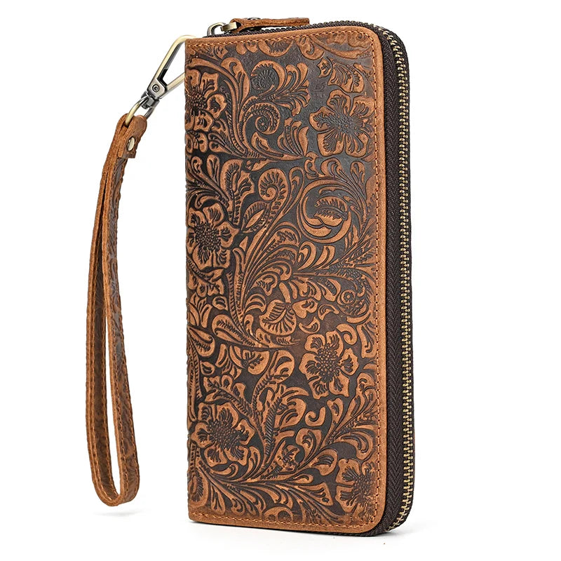 Luxury Double Zipper - Phone Card Coin 100% Genuine Leather Men Wallet - VILA DE LUXE