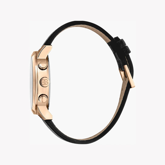 Esprit Men's Black Leather Watch, Silver Dial | ES1G054M0045-1