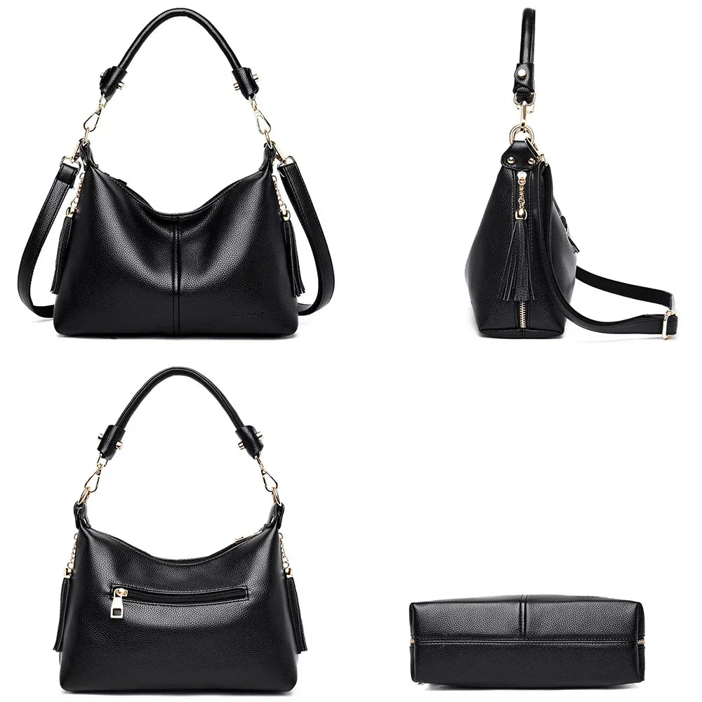 Leather Small Hobos Luxury Handbags Women Bags Designer - VILA DE LUXE