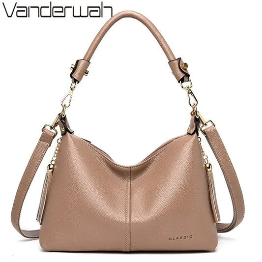 Leather Small Hobos Luxury Handbags Women Bags Designer - VILA DE LUXE