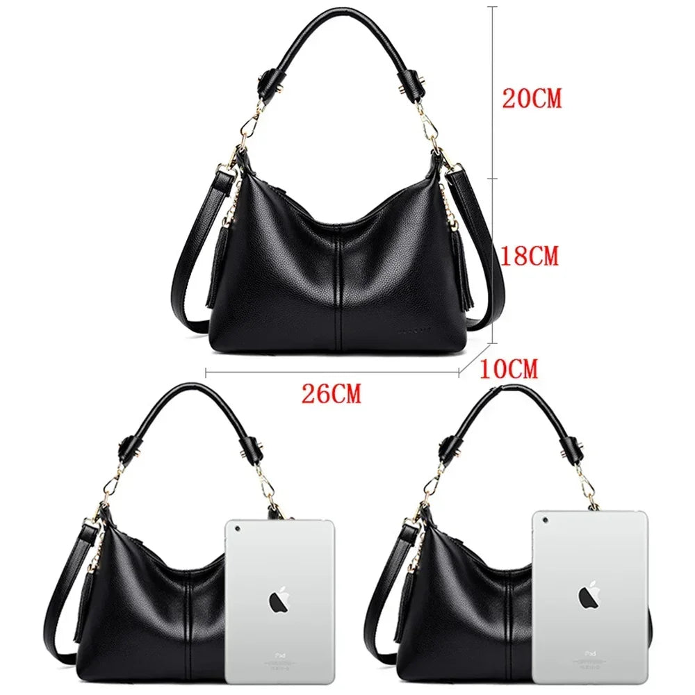 Leather Small Hobos Luxury Handbags Women Bags Designer - VILA DE LUXE