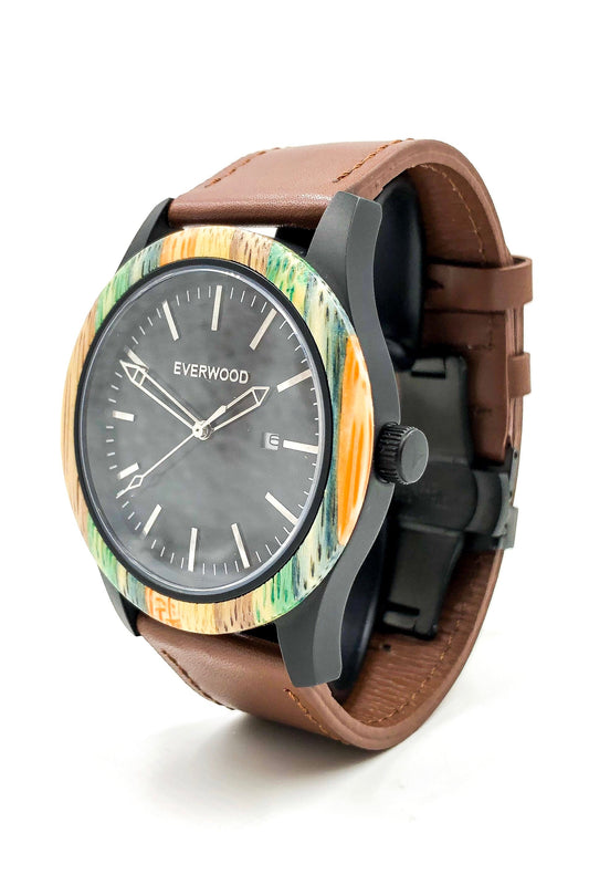 Inverness - Multi Bamboo & Brown Leather - VILA DE LUXE